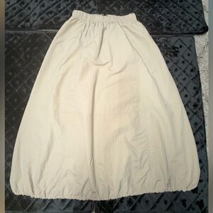 Zara Cream A-Line Midi Skirt with Elastic Hem